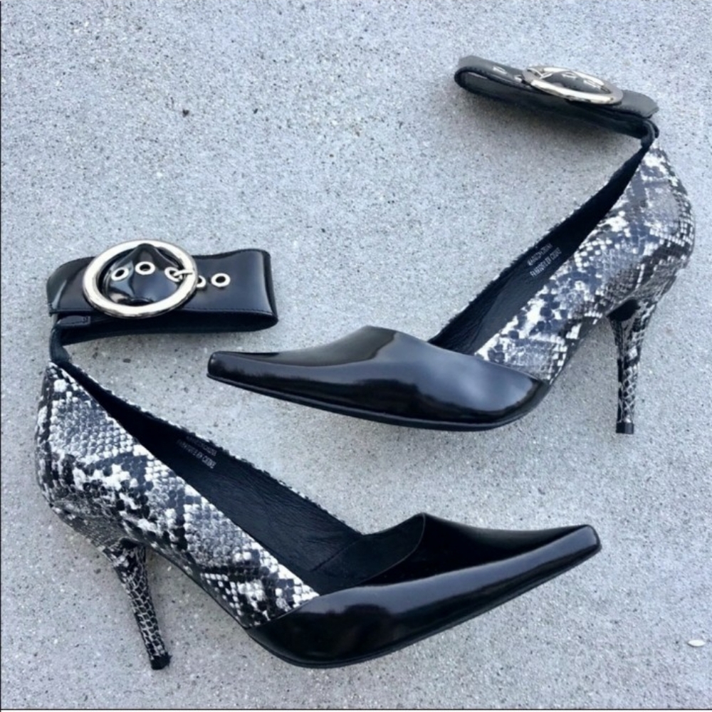 Jeffery Campbell | Snake Print Ankle Strap Heels